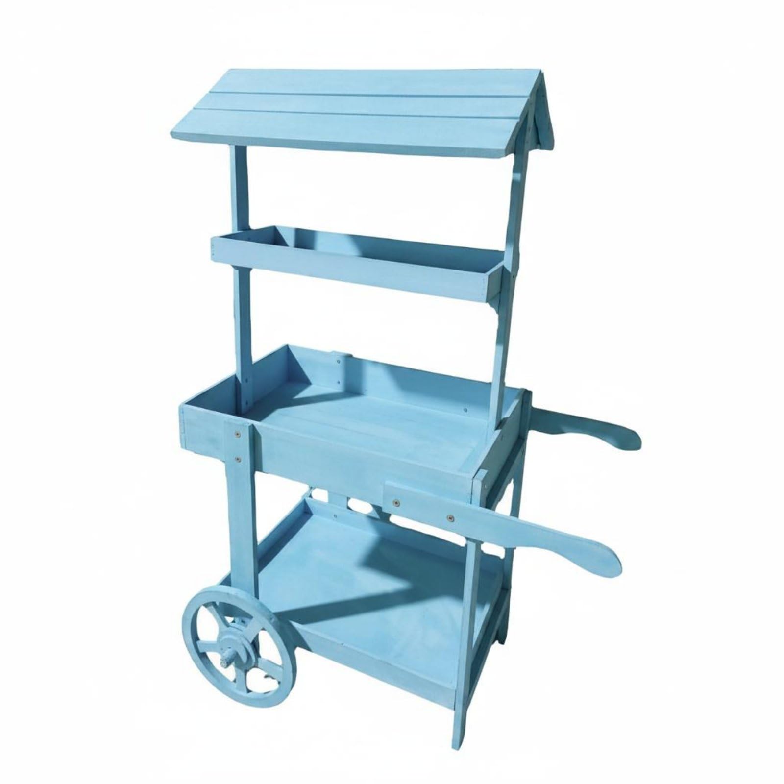 Carrello Espositivo Vintage Carrello Fioriera Scaffale Porta Piante Carrello Pieghevole Carrello in Legno Robusto Texture Rustica per Oggetti Adatto, Blu