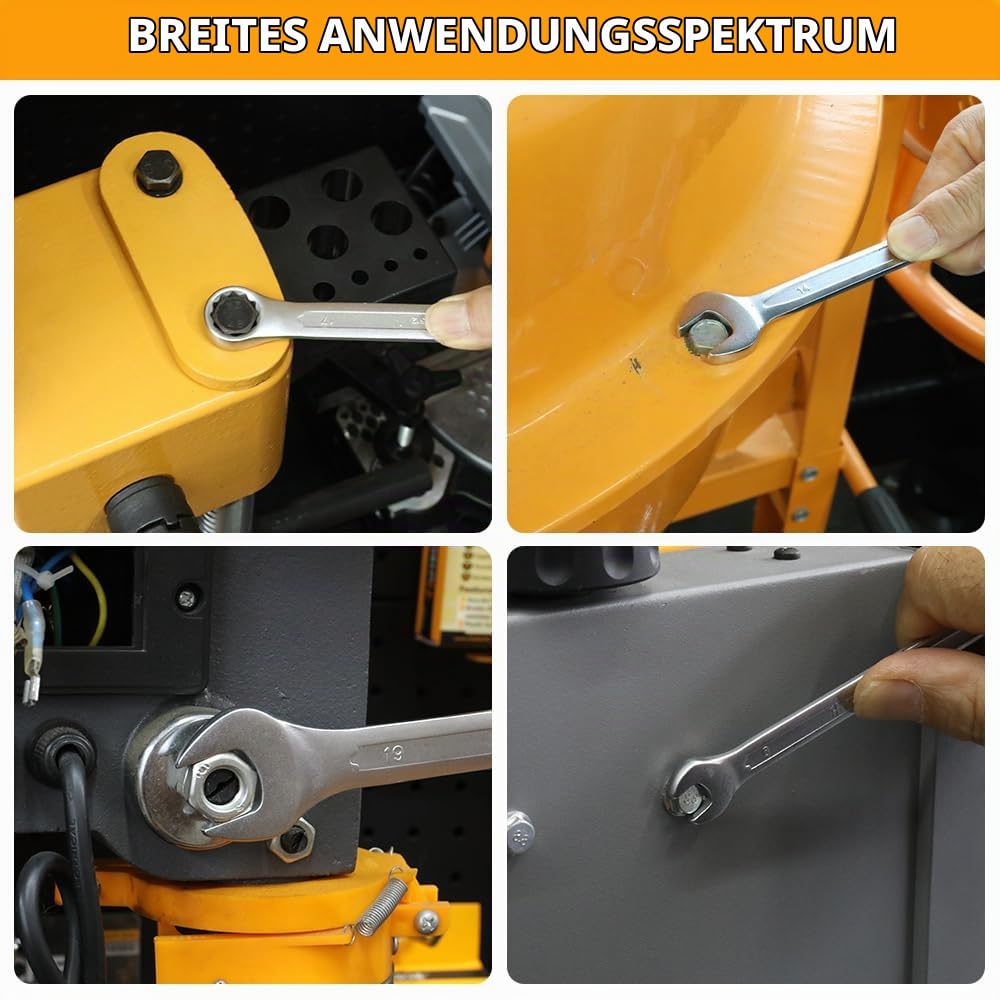 Hoteche 16-teiliges Ringmaulschlüssel Set, Cr-V Chrom, 6-32mm, mit Rolltasche
