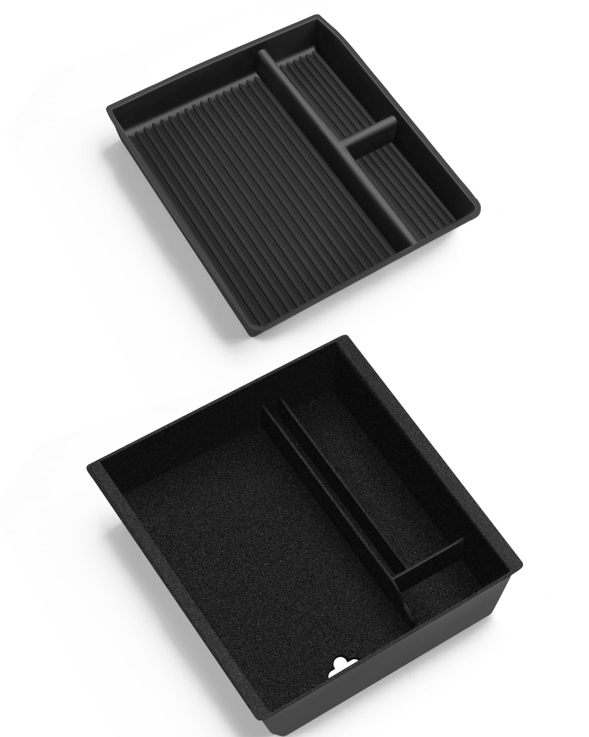 2 accessori per Tesla Model 3 2024-2026 organizer per console centrale e organizer in silicone vassoio modello 3 Highland accessori (floccato)