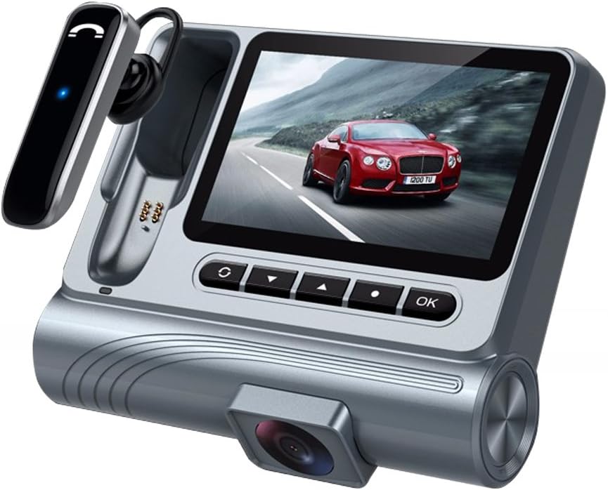 Dash Cam, DUDUGO C1 Dash Camera for Cars with Wireless Bluetooth Headset and Bluetooth Receiver, Car DVR with 3.0" Screen, Full HD 1080P 170° Wide Angle Night Vision Car Camera G-Sensor
