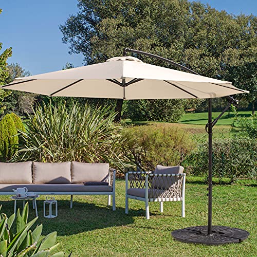 Image of NUU GARDEN Round Patio Umbrella Base, Weighted Umbrella Base with Hand-turn Knob, for Garden, Backyard, Poolside