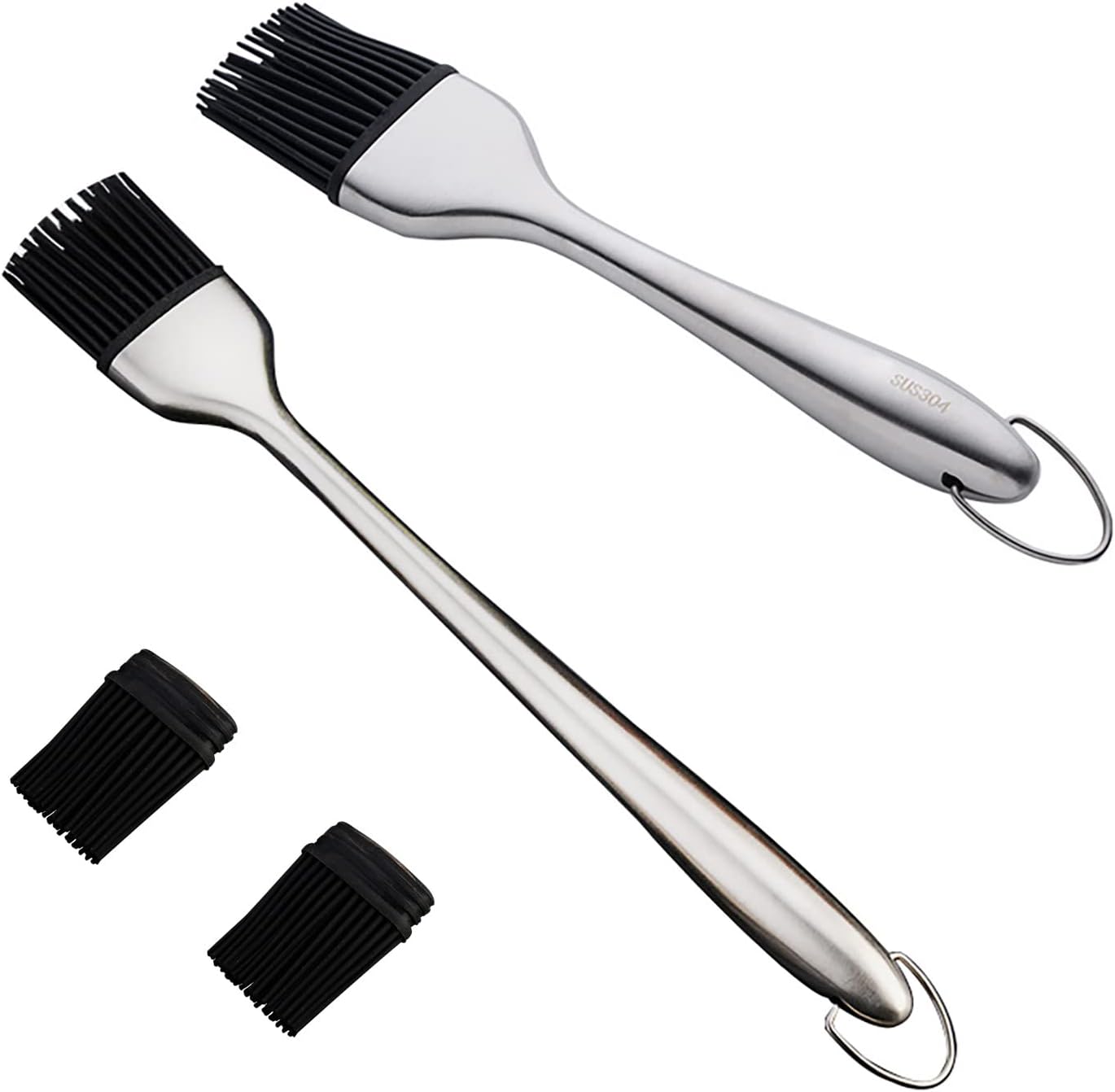 Silicone Sauce Basting Brush With Back Up Silicone Brush Heads Barbecue Brush Baking Cream Brush Silicone Brush Set of 2
