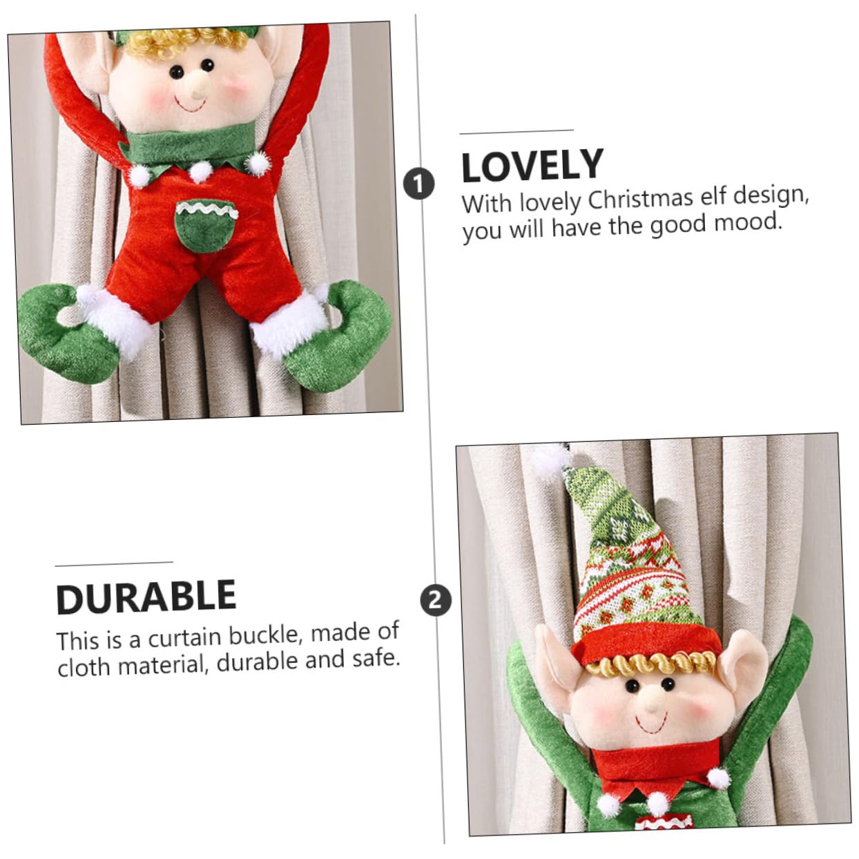 NOLITOY 2stücke Rote Weihnachts-Elfen Türdekoration Kreative Vorhangklammern Mit Lustigem Design Langlebig Und Vielseitig Für Fenster Türen Bäume Weihnachtliche Deko Für Drinnen Und Drauße