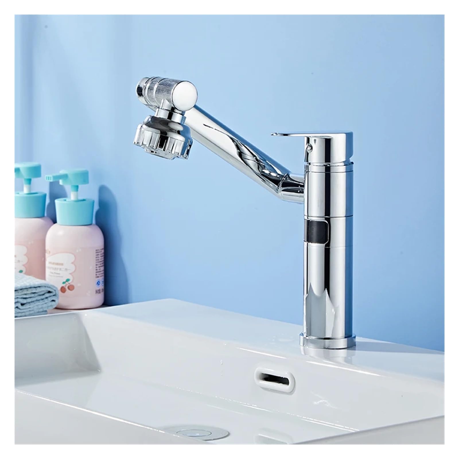 Robinet de lavabo numérique en laiton à température visible et double jet