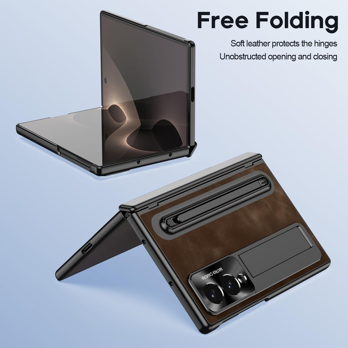 Compatibile con Samsung Galaxy Z Fold 8 Wide Case W Pen Holder & Stylus Custodia protettiva per telefono Caffè