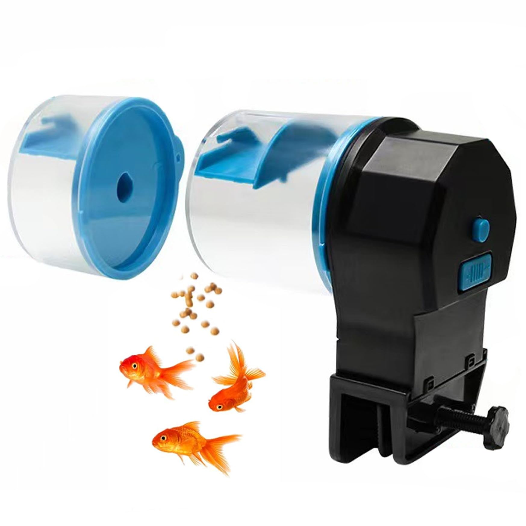Automatic Fish Feeder 210 ＆ 100ML Feeder 8/12/24 H Timer Battery Operated Food Vacation Automatic Dispenser for Fish Tank, Aquariums & Pond Blue. - image 3
