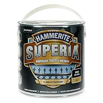 Hammerite Superia smalto metallo antiruggine interno e esterno, Opaco Nero, 2.5 L
