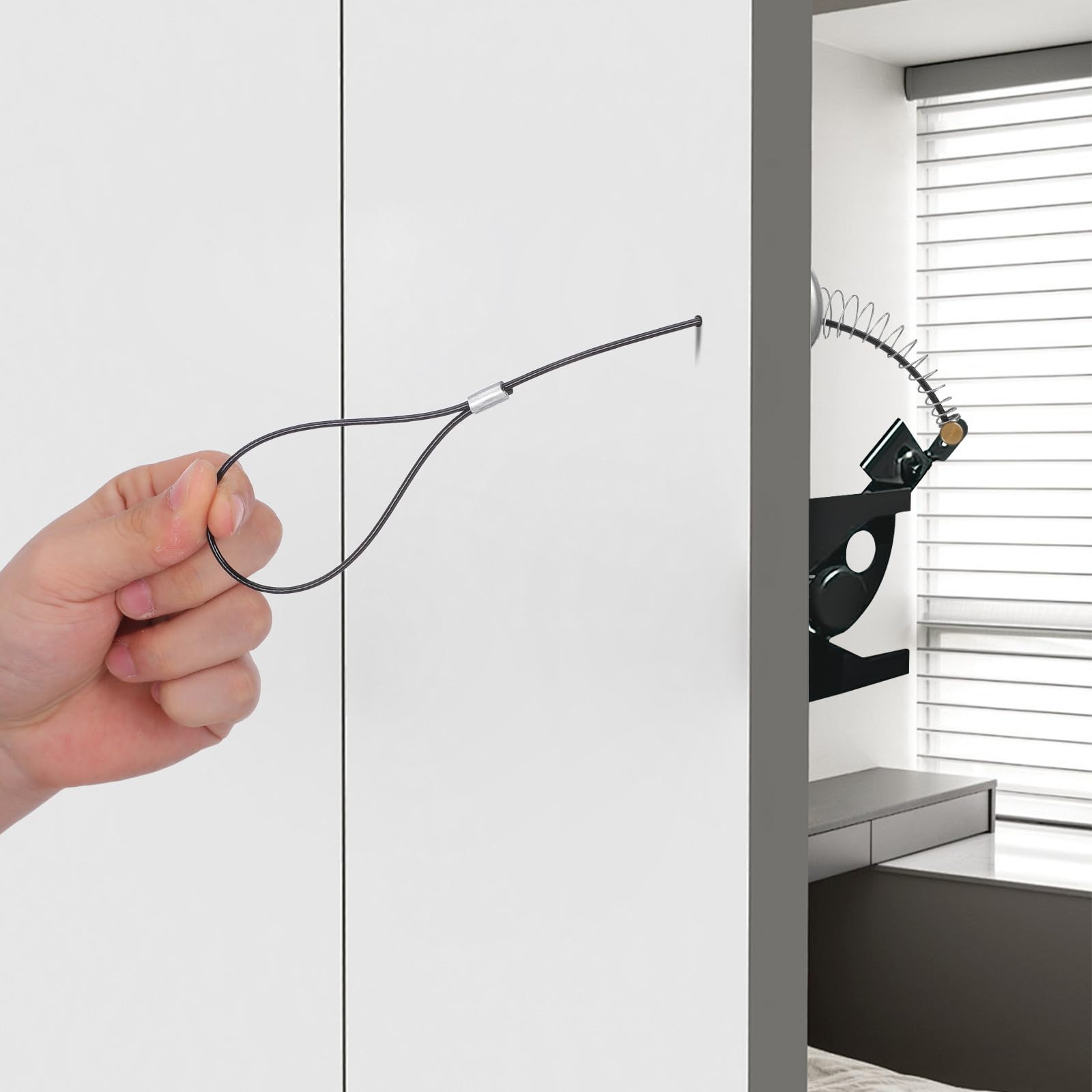 Gatuida Pestillo de Puerta Cable y Resorte de Tracción, 2 Juegos de Accesorios para Puertas de Acero Inoxidable y Pvc, Adecuado para Cierre y Apertura Segura