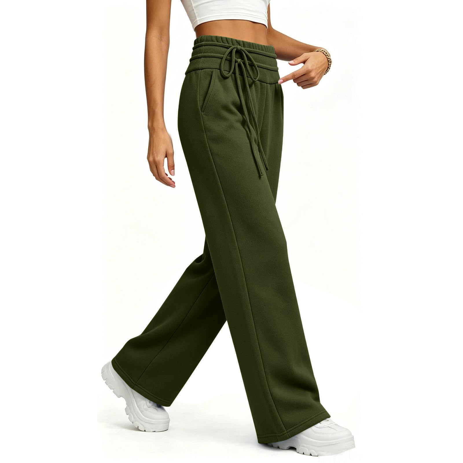 Pantaloni Tuta Donna Pantaloni Lunghi a Vita Alta Pantlone Cotone con Coulisse Regolabile Leggeri e Comodi Pantalone da Corsa con Tasche Tinta Unita Pants Baggy per Allenamento Jogging Fitness