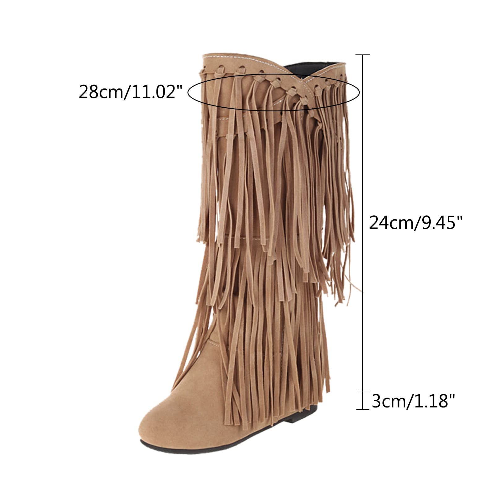 Damen Stiefel Winter Fransen Halbstiefel Weite H Wildleder Westernstiefel