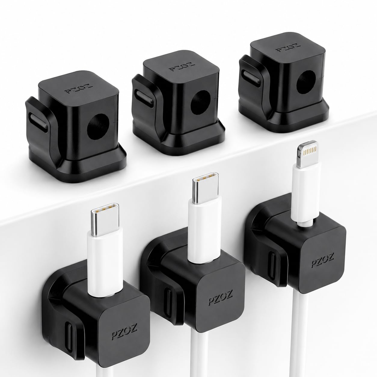PZOZ Cable Clips 6 Pack, Adhesive Cable Management Clips with Secure Buckle