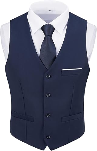 Mens Suit Vest Formal Dress Tuxedo Vests for Men Slim Fit Casual Business Wedding Waistcoat