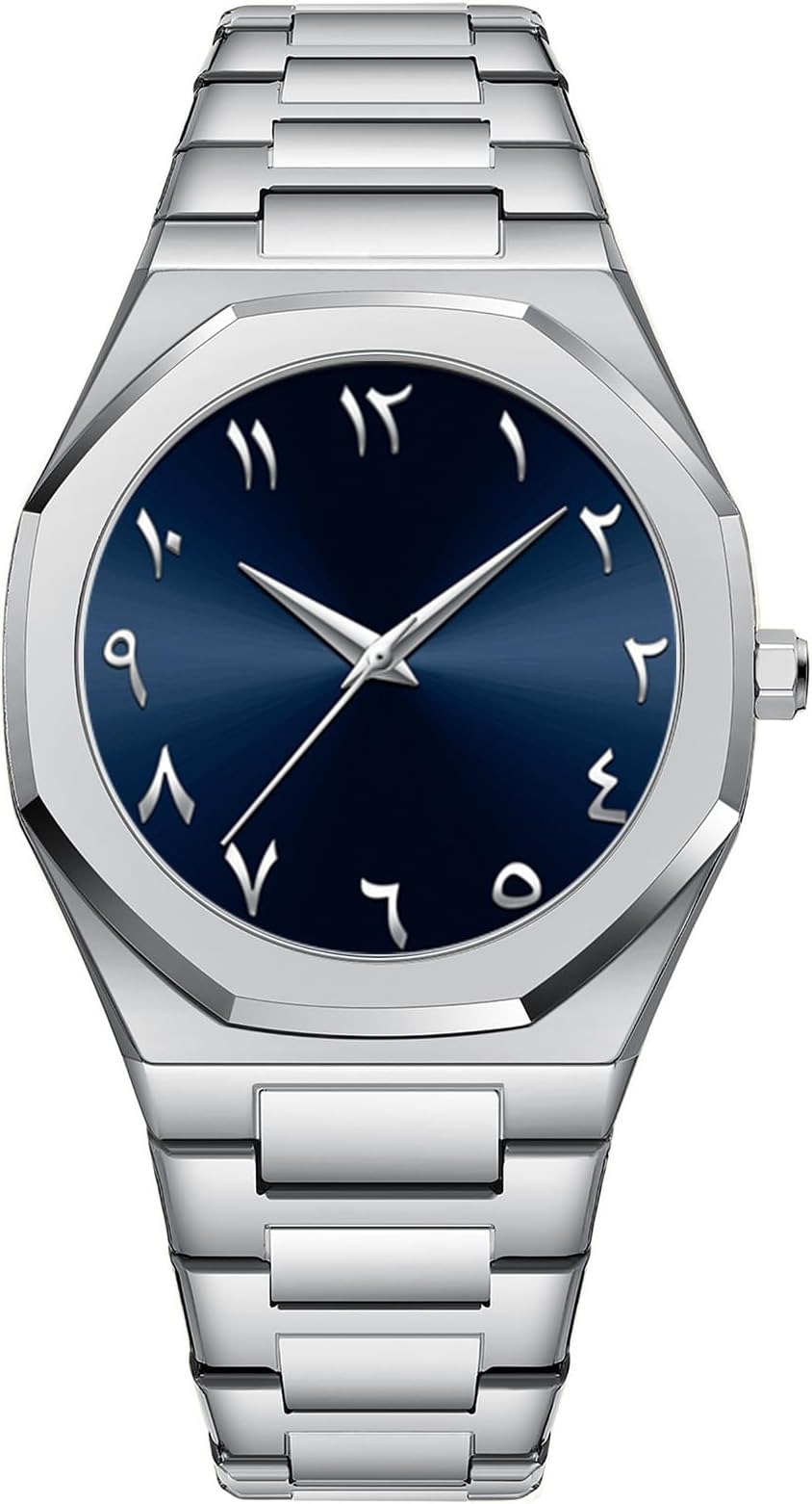 Gosasa Fashion Men's Quartz Watch with Middle Eastern Arabic Numeral Dial Design Stylish Stainless Steel Waterproof Business Casual Wristwatch