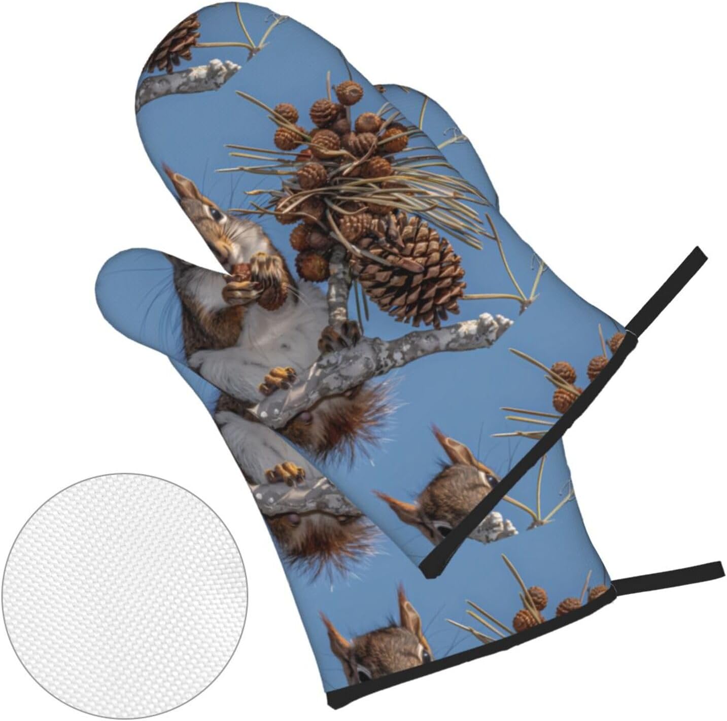 Squirrel Eating Squirrels Prints Kitchen Covers: Waterproof Oven Layers for Safe Cooking & Easy Cleanup - 4 Piece Heat Protection Set