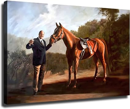 ZeeHxq Napoleon Tony Soprano with Pie-o-my Horse Poster Canvas Painting Print Wall Art Modern Classroom Bedroom Room Aesthetics Decoration 08x12inch Unframed