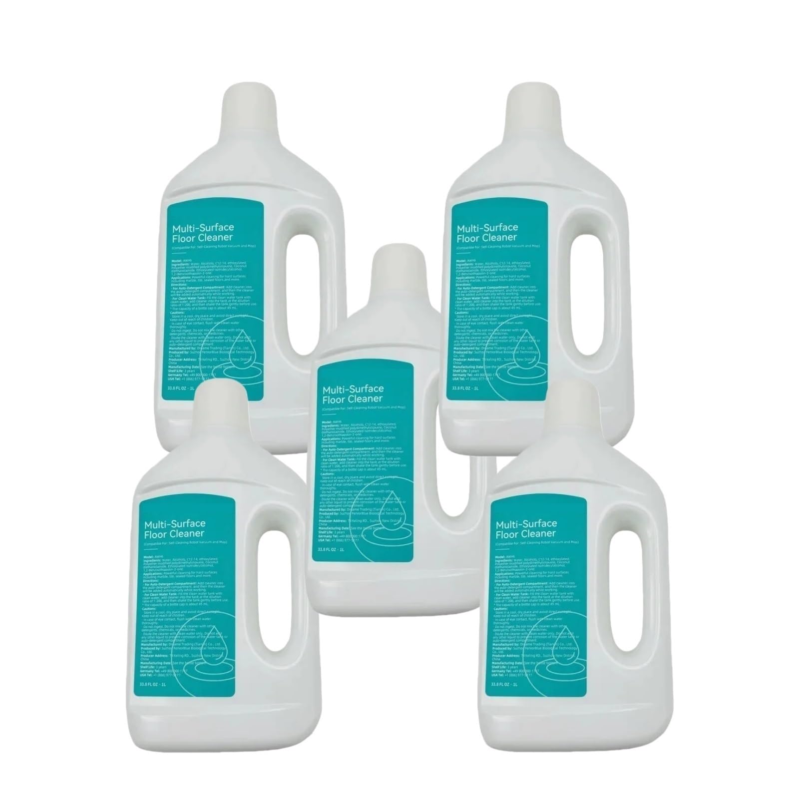 Líquido for aspiradora, compatible con Dreame L20, L20 Pro, L30, L30 Ultra, L40S Ultra, L40 Max X50 Ultra, limpiador multisuperficie | Solución for fregado en seco y húmedo(5PACKS)