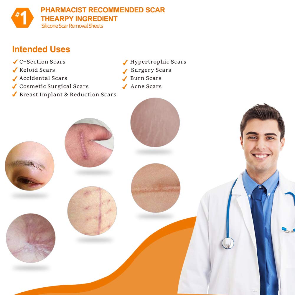 EalionMed Silicone Scar Sheets, Scar Away, Scar Removal Treatment for