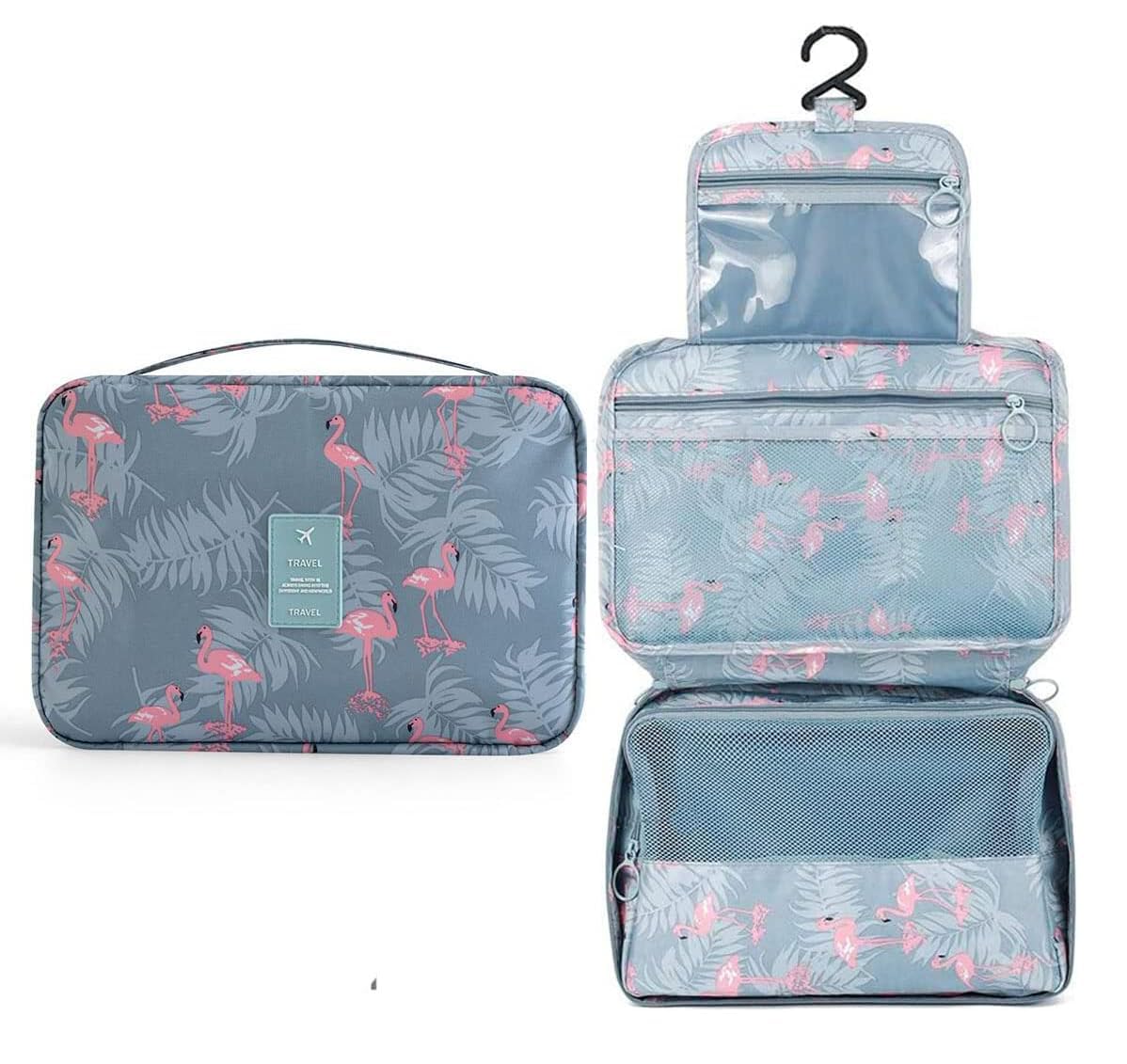 Polyester Toiletry Bag, Travel Kit, Toiletry Bag for Women, Travel Kit, Travelling Bag for Women, Travel Essentials, Accessories Organizer (Grey) 20x18x3 cm Large