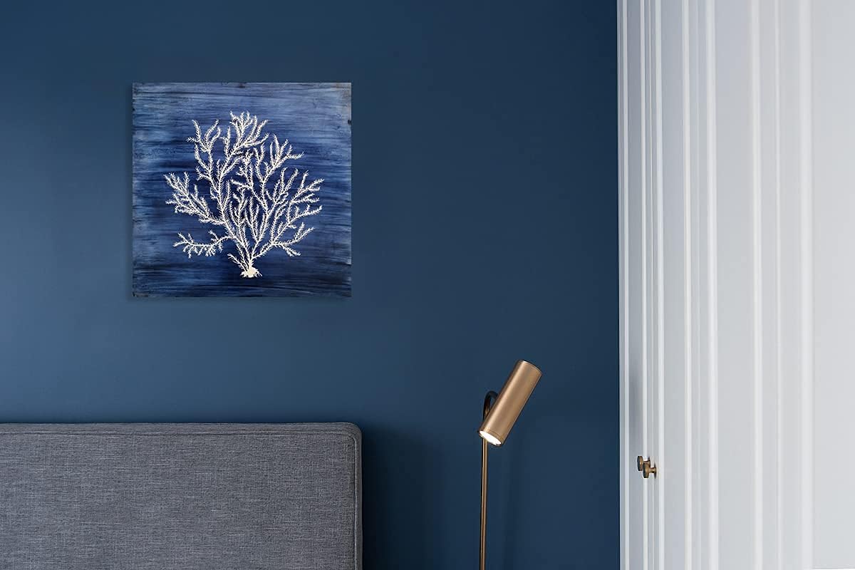 Yihui Arts Nautical Canvas Wall Art Hand Painted Navy Blue and White Coastal Painting Modern Abstract Tree Artwork for Living Room Bedroom Hall Way Decor