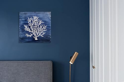 Miniatura 7 de Yihui Arts Lienzo náutico pintado a mano, pintura costera azul marino y blanco, arte abstracto moderno de árbol para sala de estar, dormitorio,