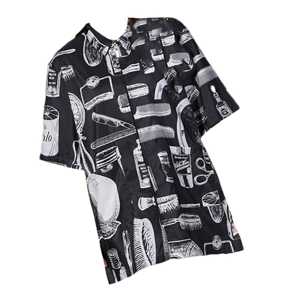 FOMIYES Hair Grooming Smock, Haircut Cape Barber Apron, Professional Work Clothes for Hairdresser Nail Spa Salon (Black, L)-image-10