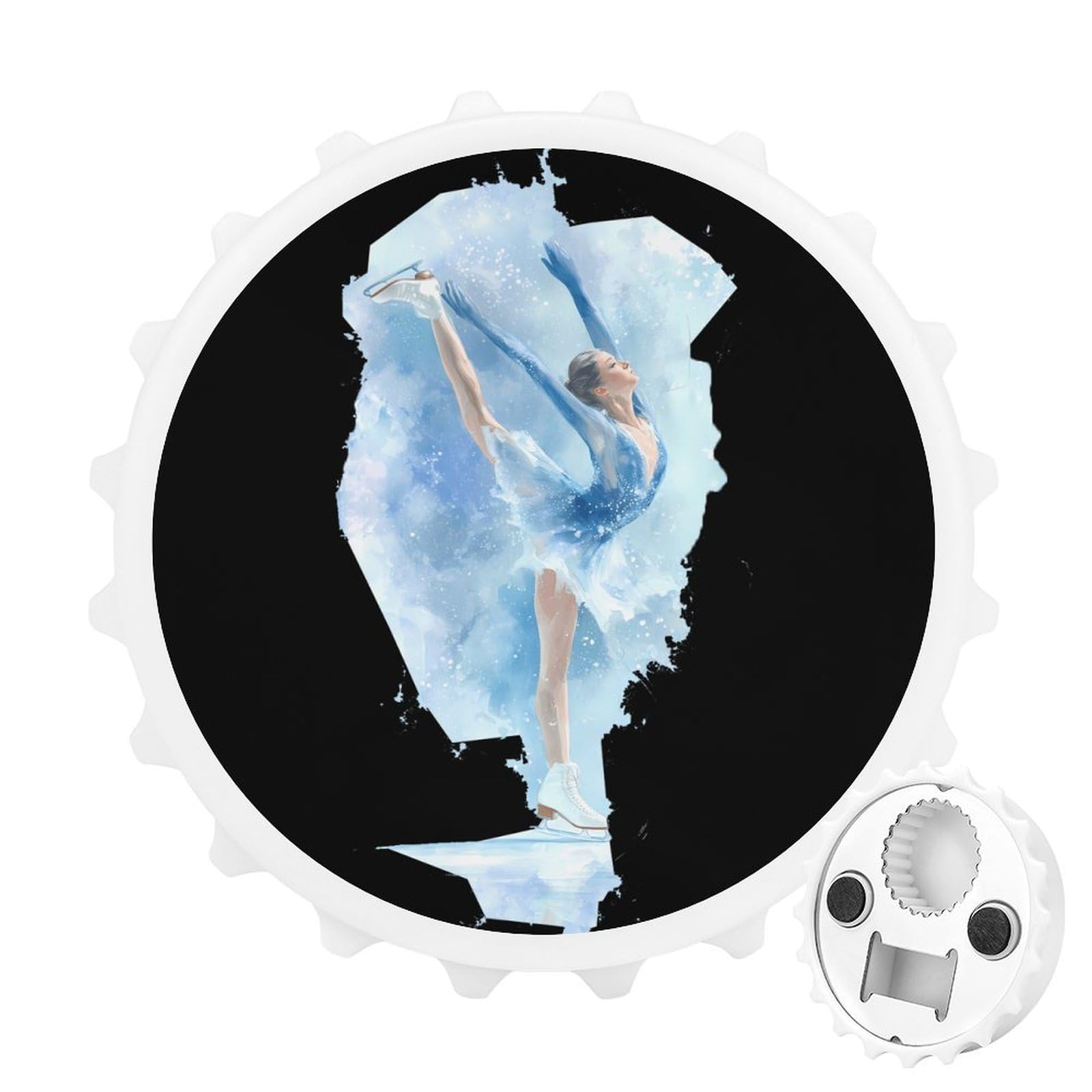 Watercolor Figure Skating Magnetic Bottle Opener Refrigerator Magnet Fridge Magnets Kitchen Supplies