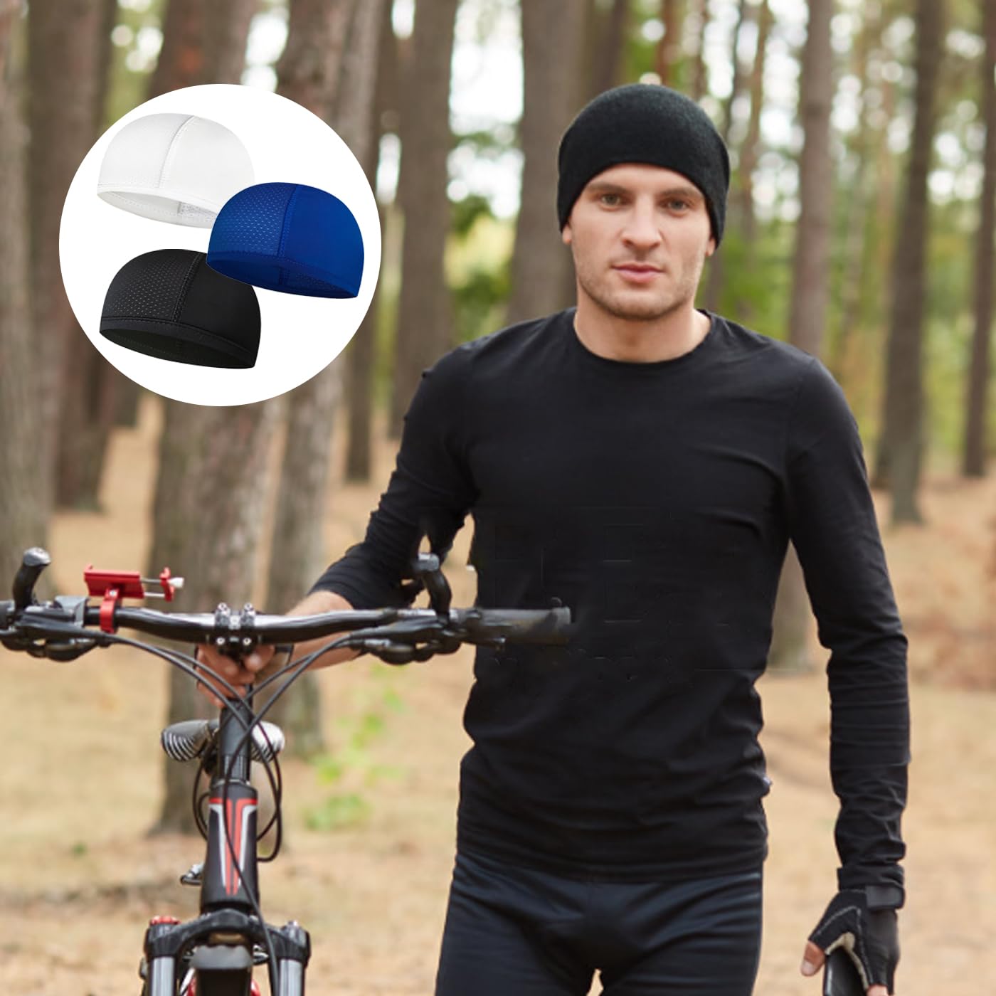 SSKHE 3 Pièces Bonnet Vélo Été, Calotte Doublure De Casque Respirant, Sous Casque Moto pour Le Cyclisme, La Course à Pied, Le Baseball Et La Moto