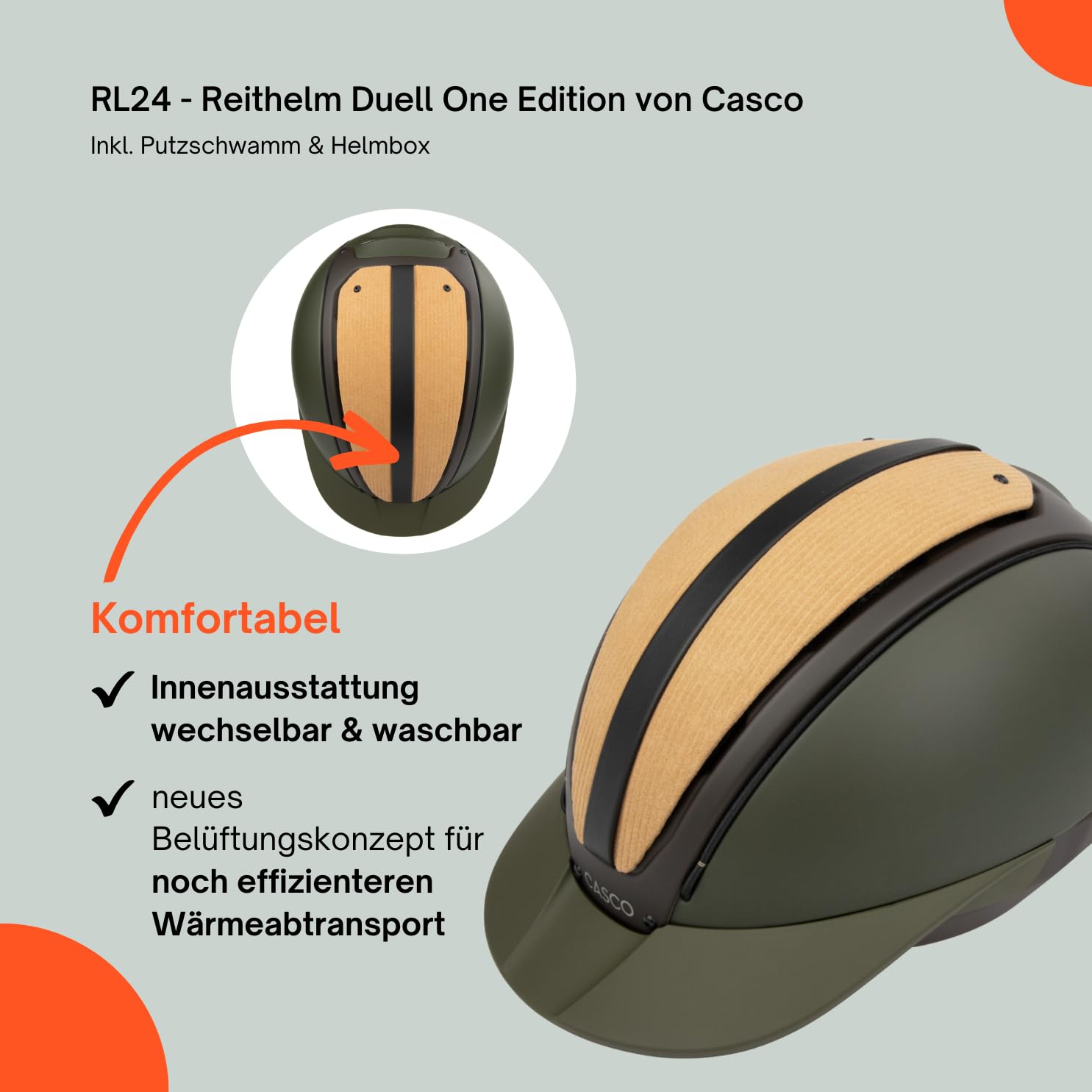 RL24 - Reithelm Duell One Edition – viele Farben & Größen | Inkl. Putzschwamm – Reitkappe Damen, Herren & Kinder – verbesserte Belüftung & ergonomisch perfekter Sitz