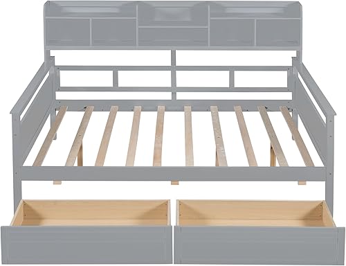 Miniatura 93 de Merax Sofá cama individual con listones de madera, soporte moderno sofá cama con rieles, tamaño individual, blanco marfil Marfil blanco,Espresso