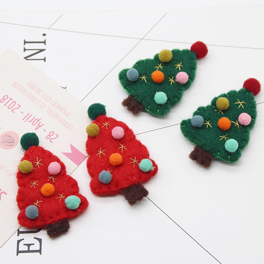 Amosfun Universal Christmas Brooch Set Felt Christmas Tree Pattern Festival Jewelry Diy Accessories Present Decor 3.14X1.96 Inches without Clip Band
