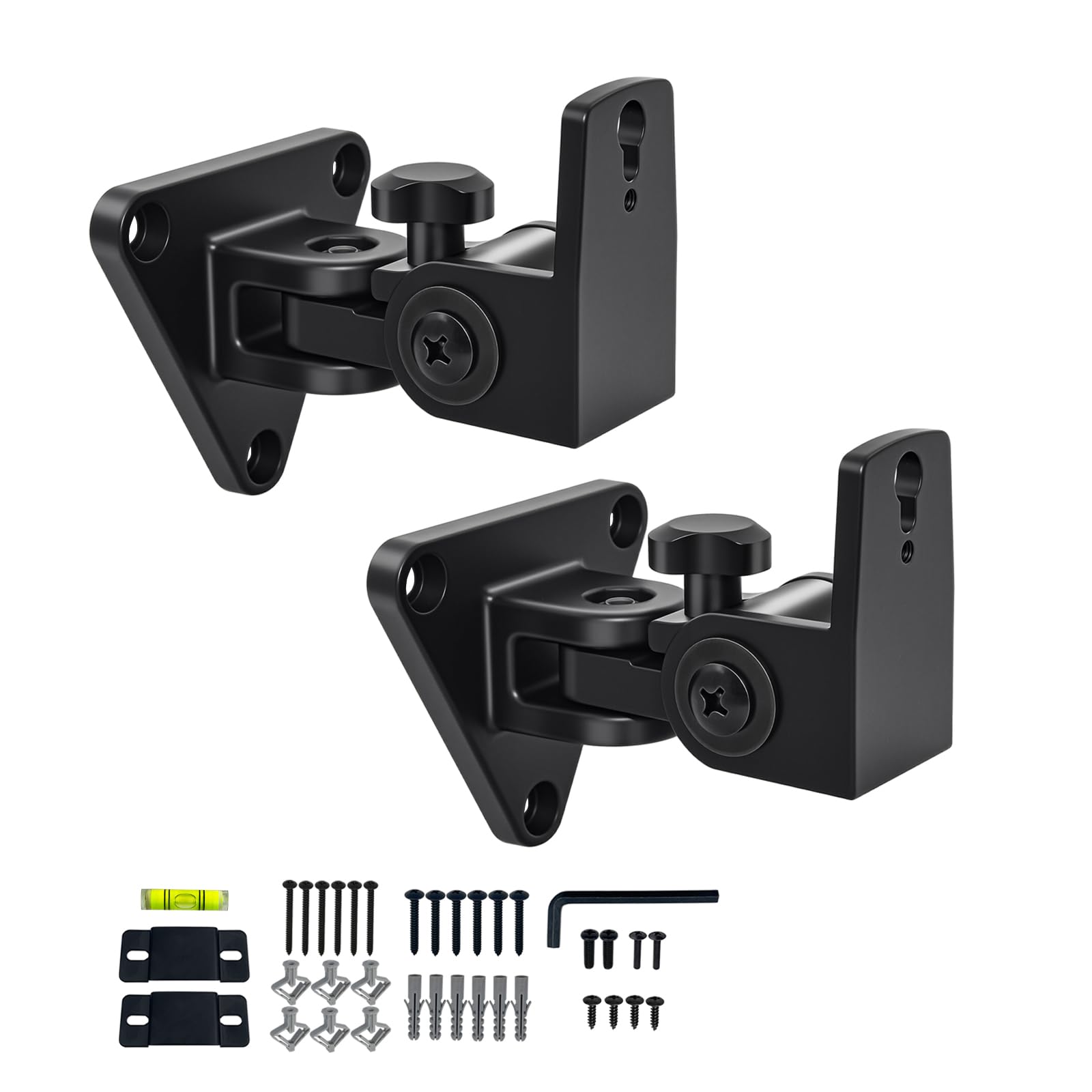 Howonder Speaker Wall Mount,Swivel & Tilt,All Aluminium Wall Speaker Mount for Small Speakers,Hold up to 30lbs,HD-818,2 Packs(Black)