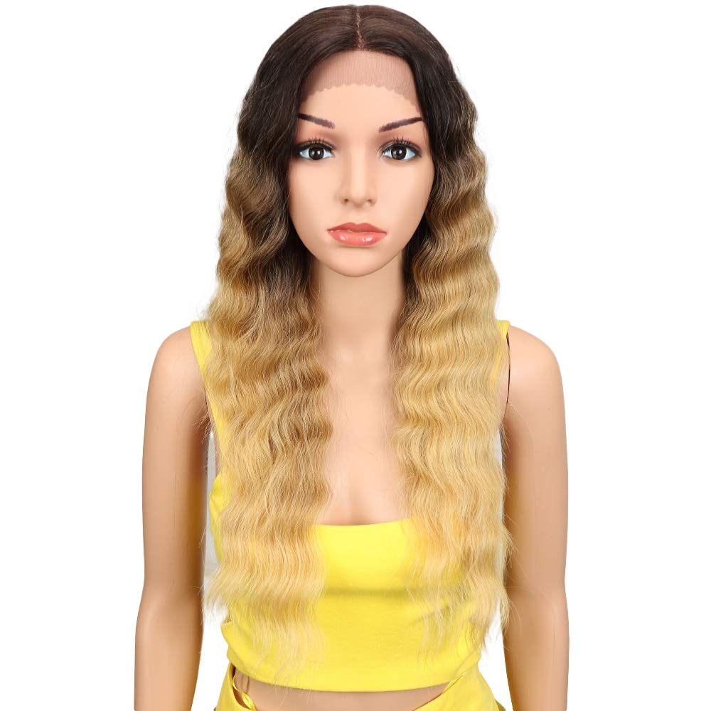 Joedir(ombre blonde) - Lace Front Wigs 60cm Long Wavy Synthetic Wigs For Black Women 130% Density Wigs(TAT6/27/24E)