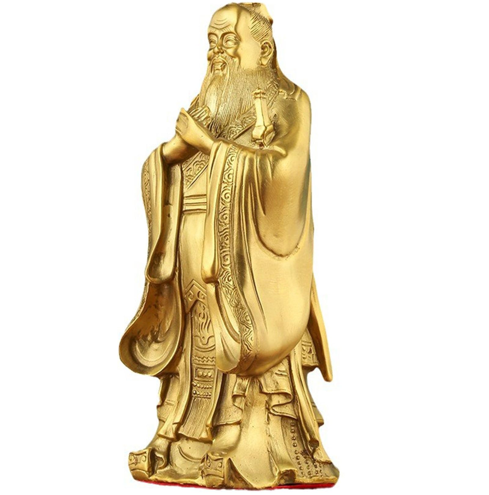 Zooeelly Confucius Statue - Large Brass Vintage Sculpture, Chinese Philosopher Figurine for Home Decor, Kong Fuzi Figure, Elegant Asian Art Piece Confucius Figure Saint Statues