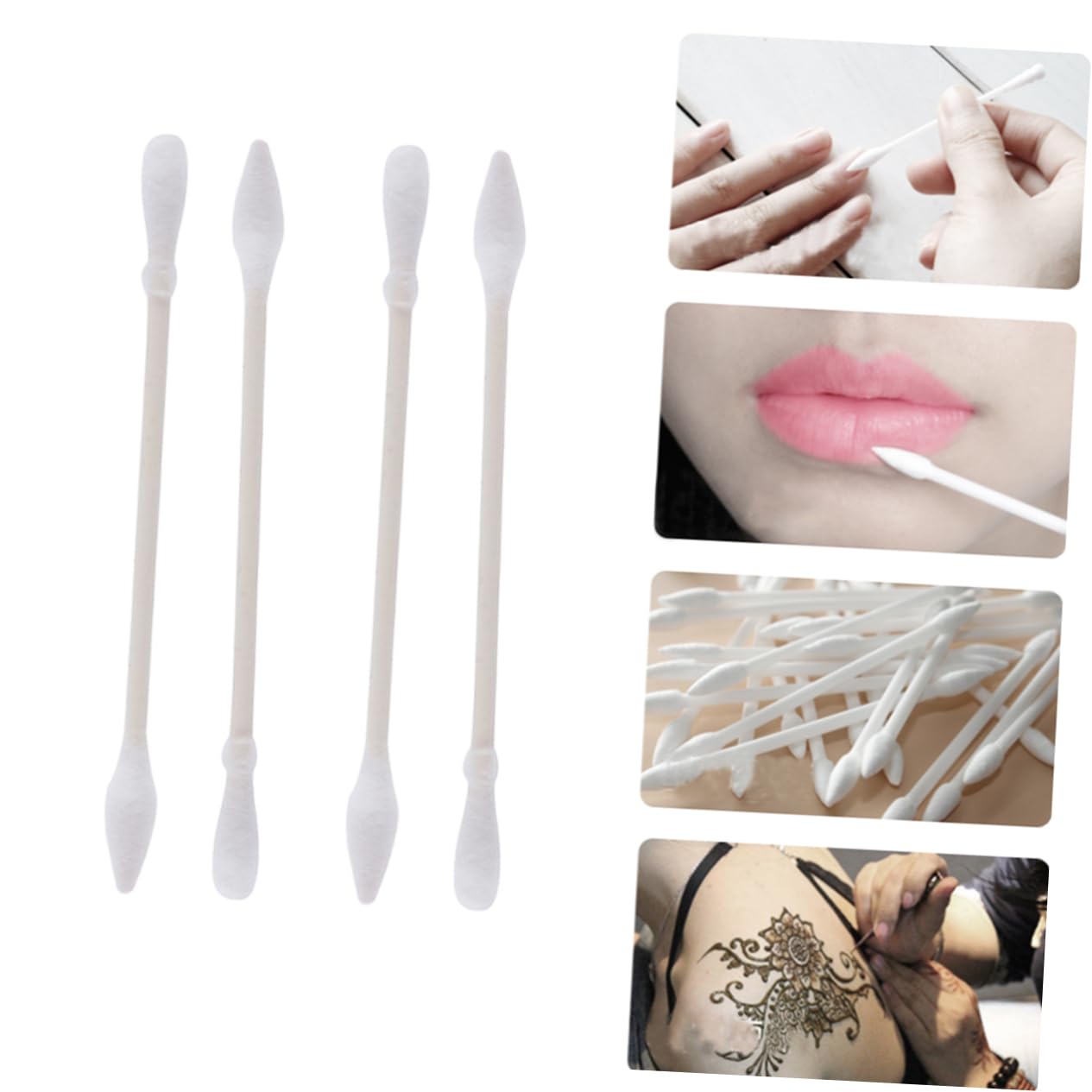 IWOWHERO 2sets Double Tips Swabs for Makeup Natural Buds Washable Portable 200pcs*2