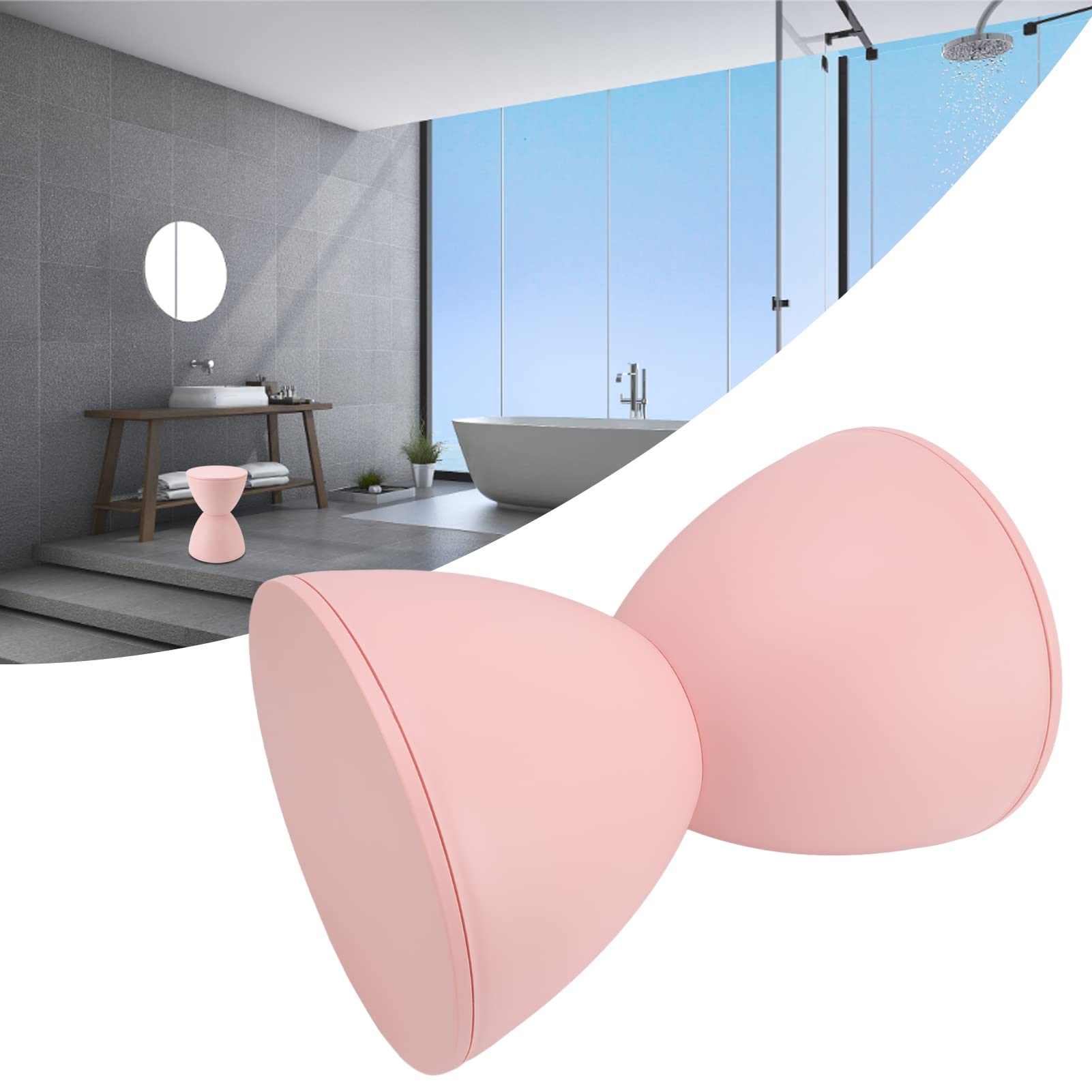 Sgabello in Plastica a Forma di Clessidra, Stile Nordico Moderno Rotondo, Sgabello Multifunzionale per Camera, Soggiorno, Bagno, Camerino, Tavolino di Supporto, Resistente, Rosa -