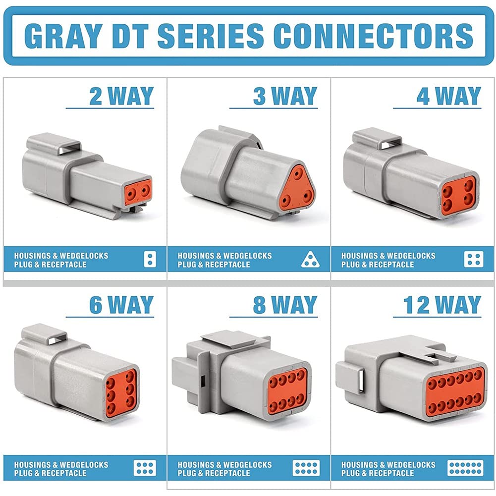 Kopinma 188PCS Deutsch DT Gray Connector Kit with 16 Solid Contacts in 2,3,4,6,8 and 12 Pin Configurations,Automotive Connectors - Image 3