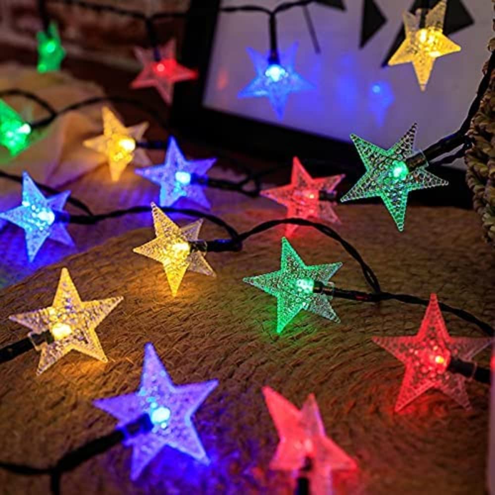 AMERTEER LED Star String Lights, Battery Operated 10FT fairy Christmas Lights for Bedroom, Multi-Color Star Light for Indoor & Outdoor Home, Bedroom, Wedding, Party Decoration, 5M 50 led string lights