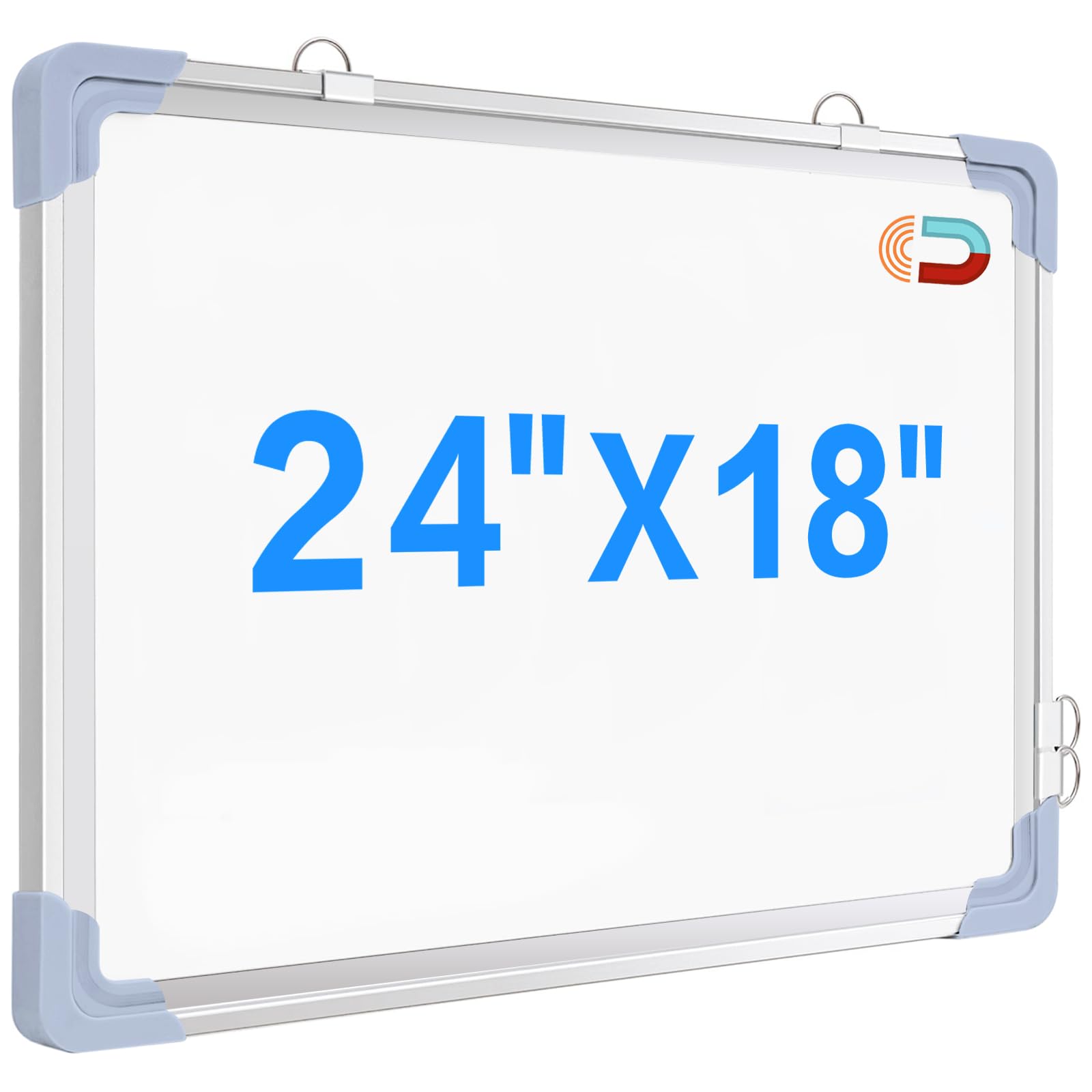 Dry Erase Board, 24" x 18" Magnetic White Board Hanging Whiteboard for Wall with Silver Aluminium Frame as Home, School, Office, Kitchen Supplies