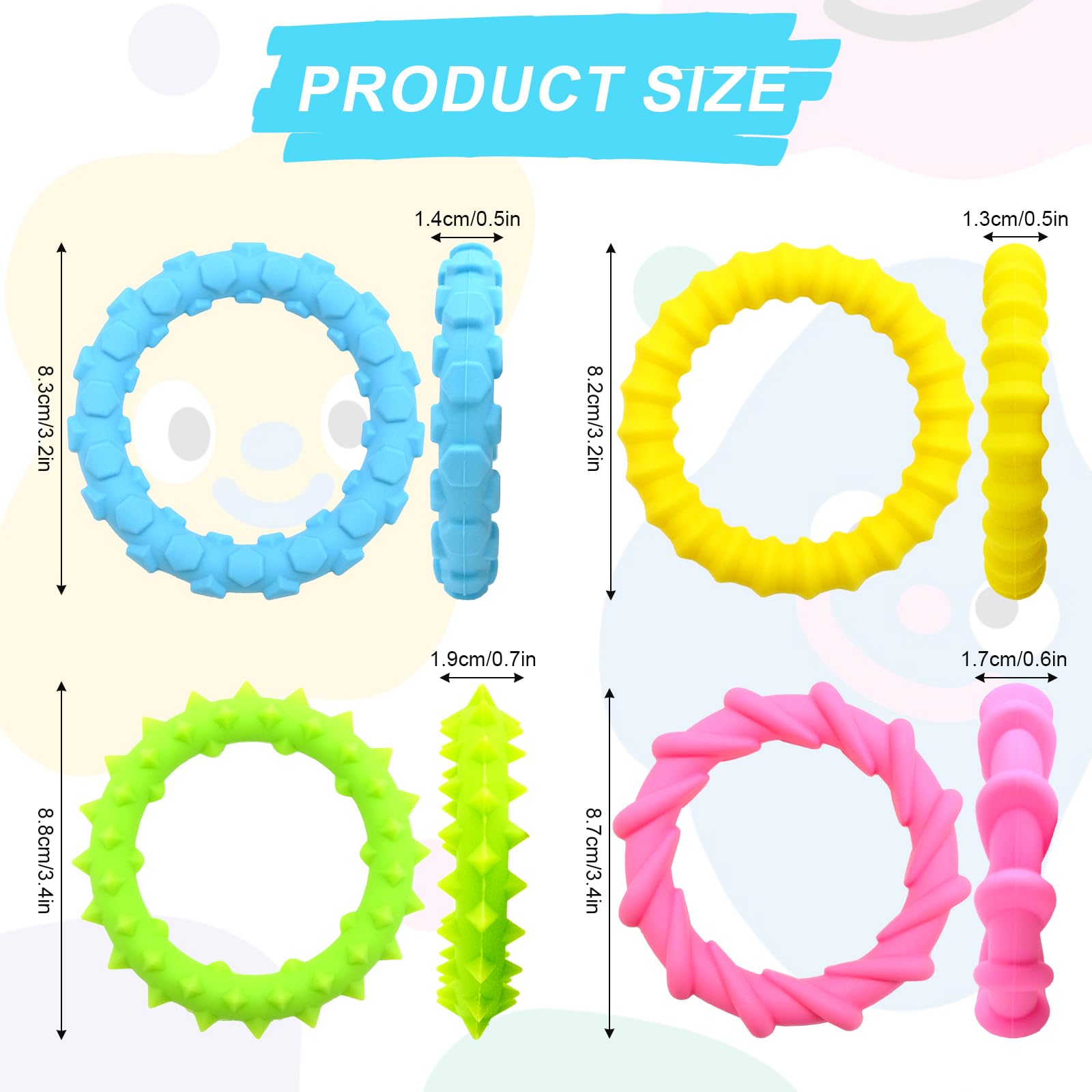 HVIHWI Sensory Fidget Toys, 4 Pack Stretchy Bracelet for Autism Stretchy Fidget Bracelet - Image 2