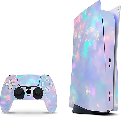 ZOOMHITSKINS Compatible with PS5 Skin, Gemstone Pattern Unicorn Spark Silver, Durable, Bubble-Free, WDisk Version, Precisely Cut