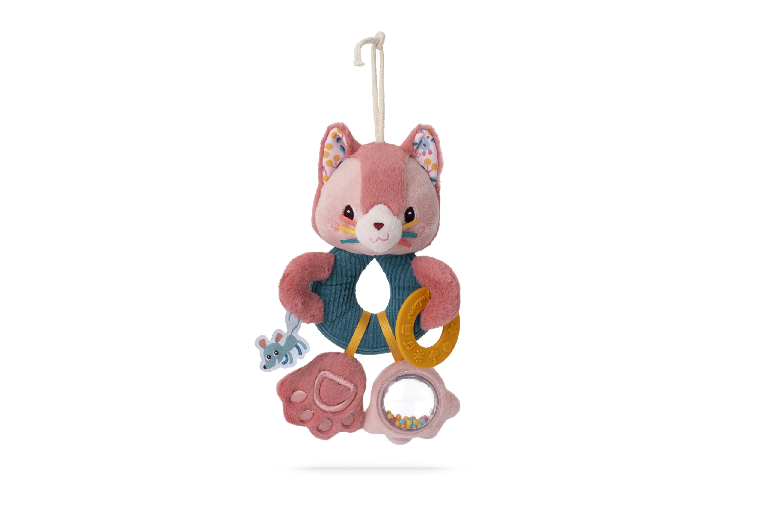 LILLIPUTIENS - Jeanne le Chat multi-activity rings - Early-learning toy for baby with sounds, textures and colours - Easy to grab, stimulates the senses - Ideal for cosy, playpen or car - 3 months+