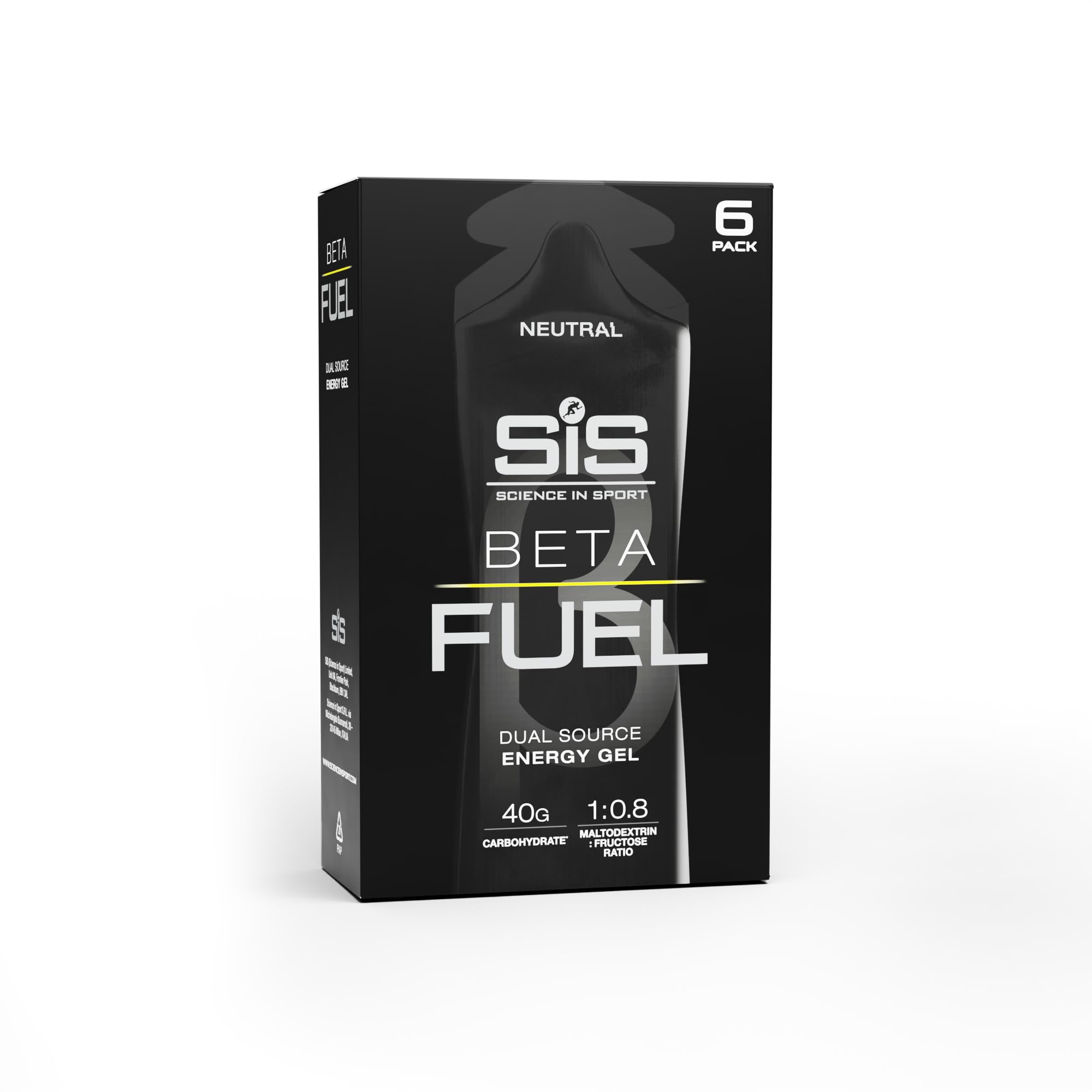 Beta Fuel Energy Gels | 40g Carbohydrates | 1:0.8 Maltodextrin:Fructose Ratio | Easily Digestible | Gluten Free | No Water Needed | Running Gels | Neutral Flavour | 6 Pack