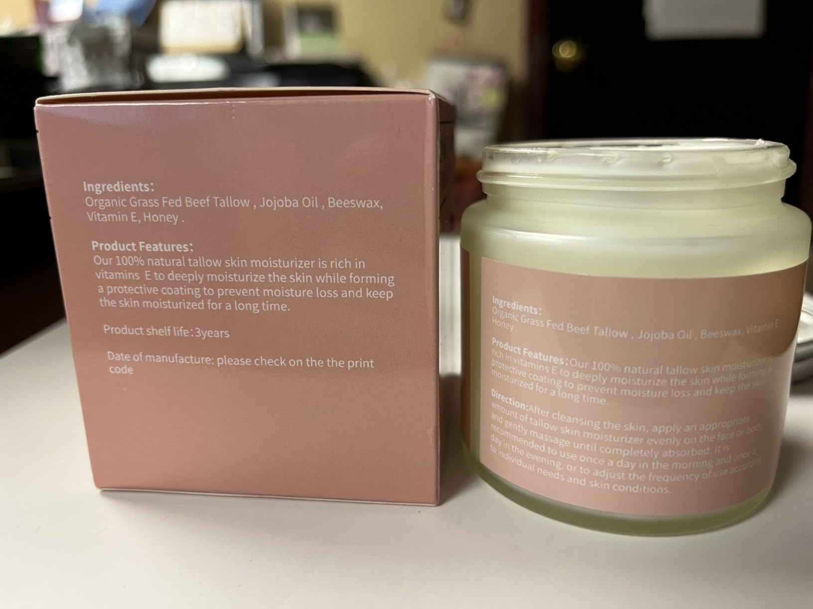 NuVibe Advanced Tallow for Skin β 100% Grass-Fed Beef Tallow Moisturizer | Whipped Natural Cream for Face & Body | Unscented, Non-Toxic, Sensitive Skin Safe | 4oz Jar