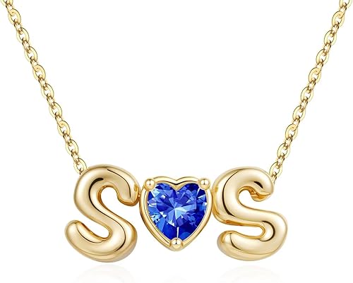 M MOOHAM Sapphire Birthstone Necklaces Gifts for Women - Blue September Heart Sa