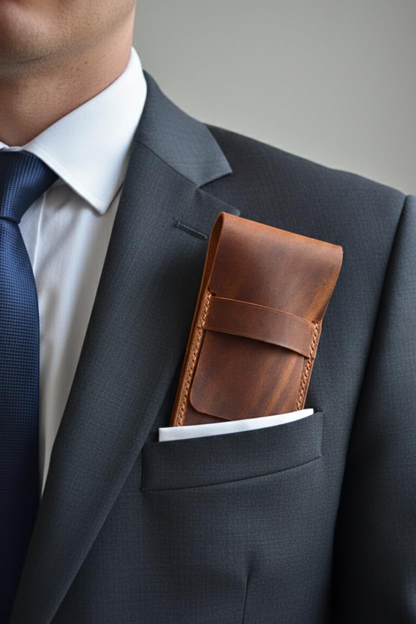 Oh Deer Leather Hakiki Deri Kalemlik – 4 Kalem Kapasiteli Tasarım - Camel