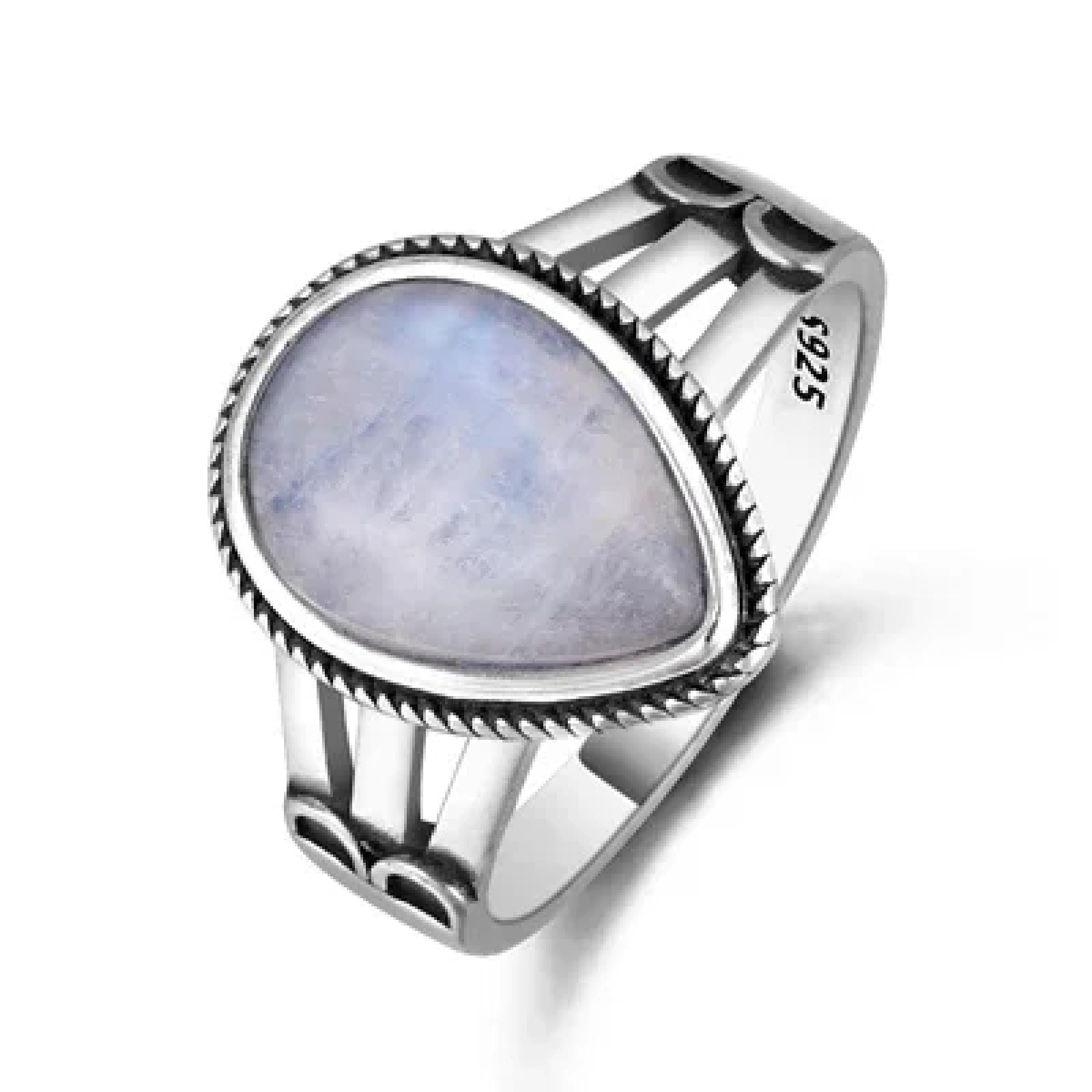 Ring Ringe Damen Bijouterie Herren Wassertropfenförmiger Natürlicher Mondsteinring Für Frauen, Hochzeit, Feiner Schmuck, Party, Geburtstag