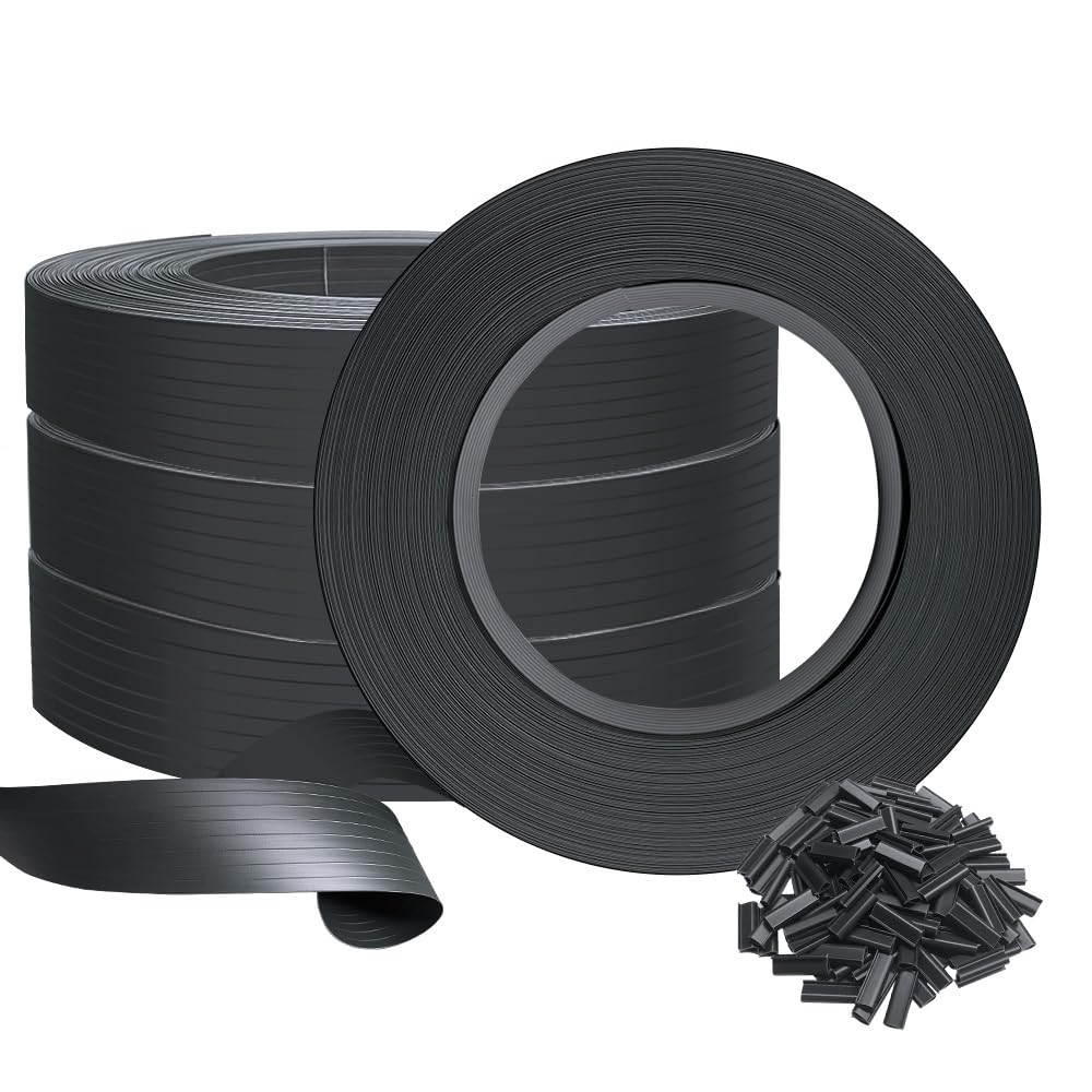 VOUNOT Kit de lamelles Occultantes PVC 300m x 4.7cm 600 Clips Brise Vue de Qualité Bandes de Protection pour Panneau Grillagé Clôtures Rigides Noir