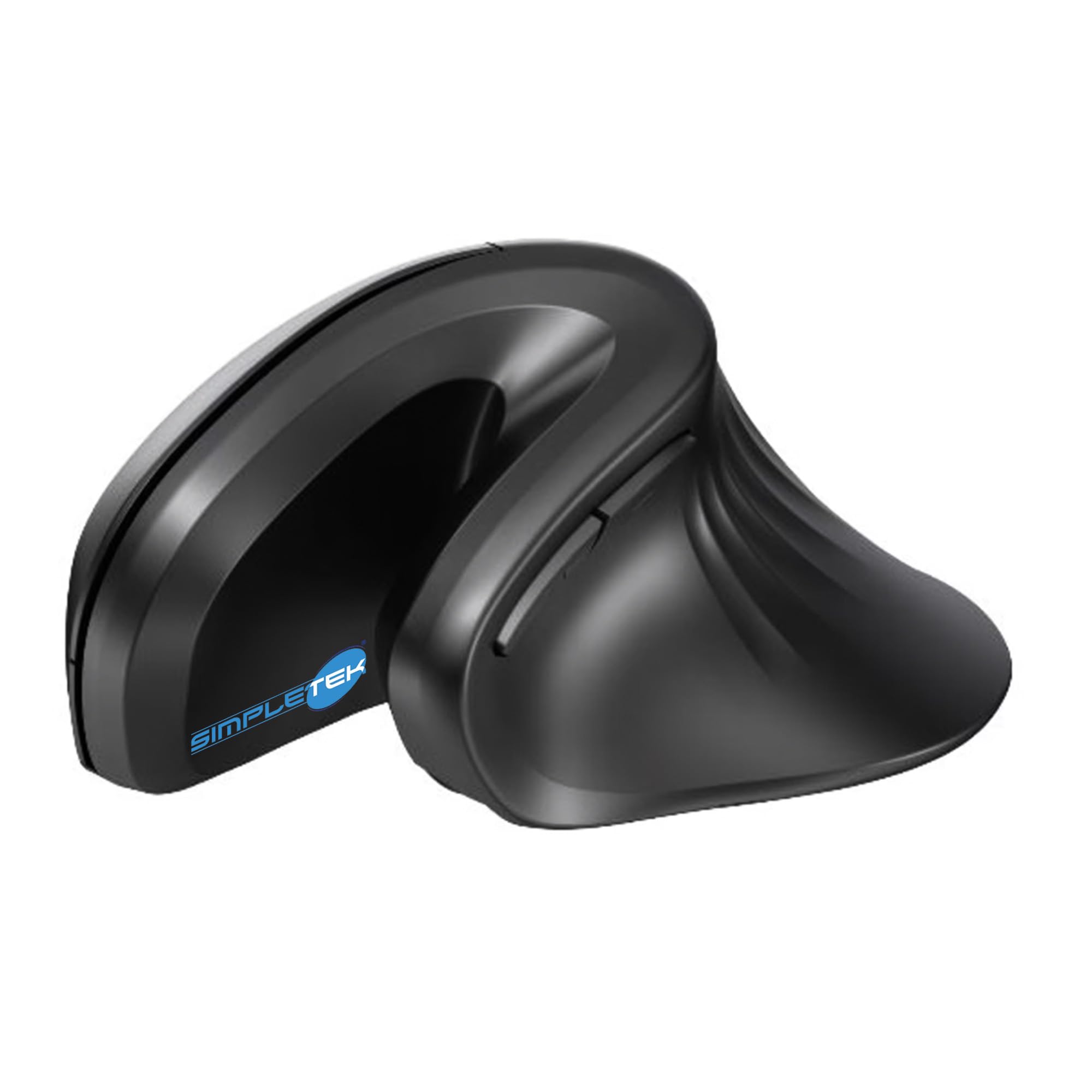 SIMPLETEK - Mouse Verticale Ergonomico Wireless - Senza Fili 2.4GHz - DPI Regolabile fino a 3200-6 Pulsanti - Design Nero- Ricevitore USB Incluso