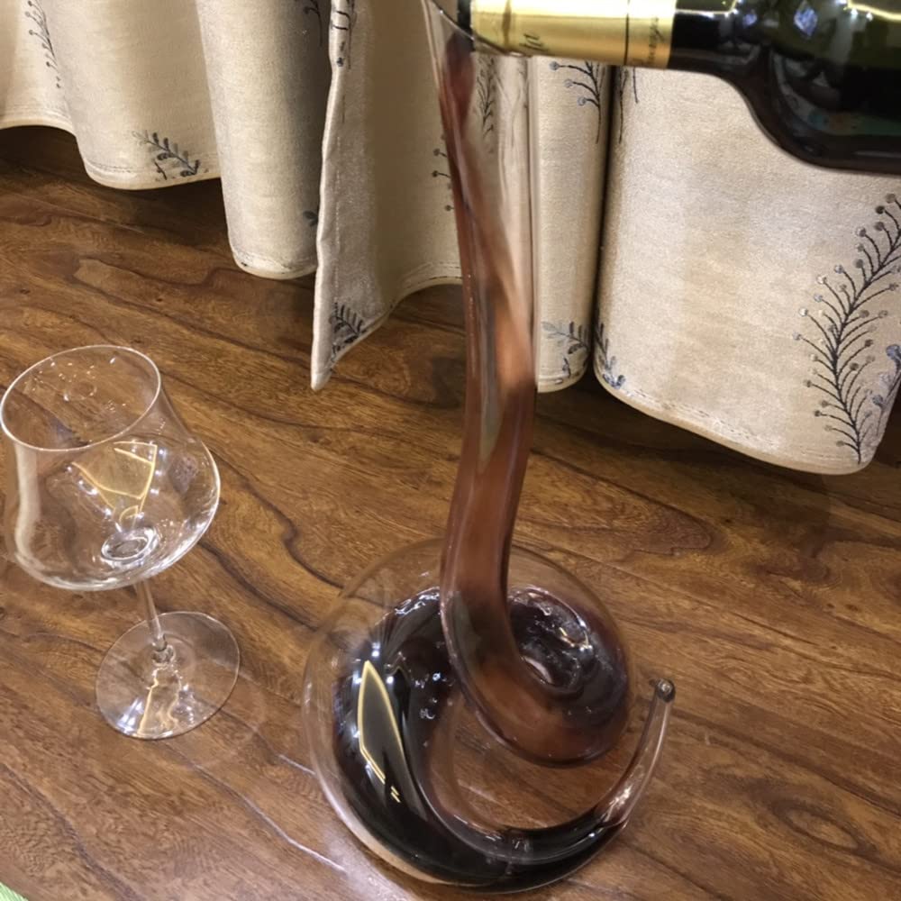 Decanter per vino rosso, decanter per vino a forma Decanter in vetro da vino rosso in cristallo soffiato a bocca da 600 ml, caraffa in stile serpente, bottiglia d'acqua con champagne, regalo di nozze