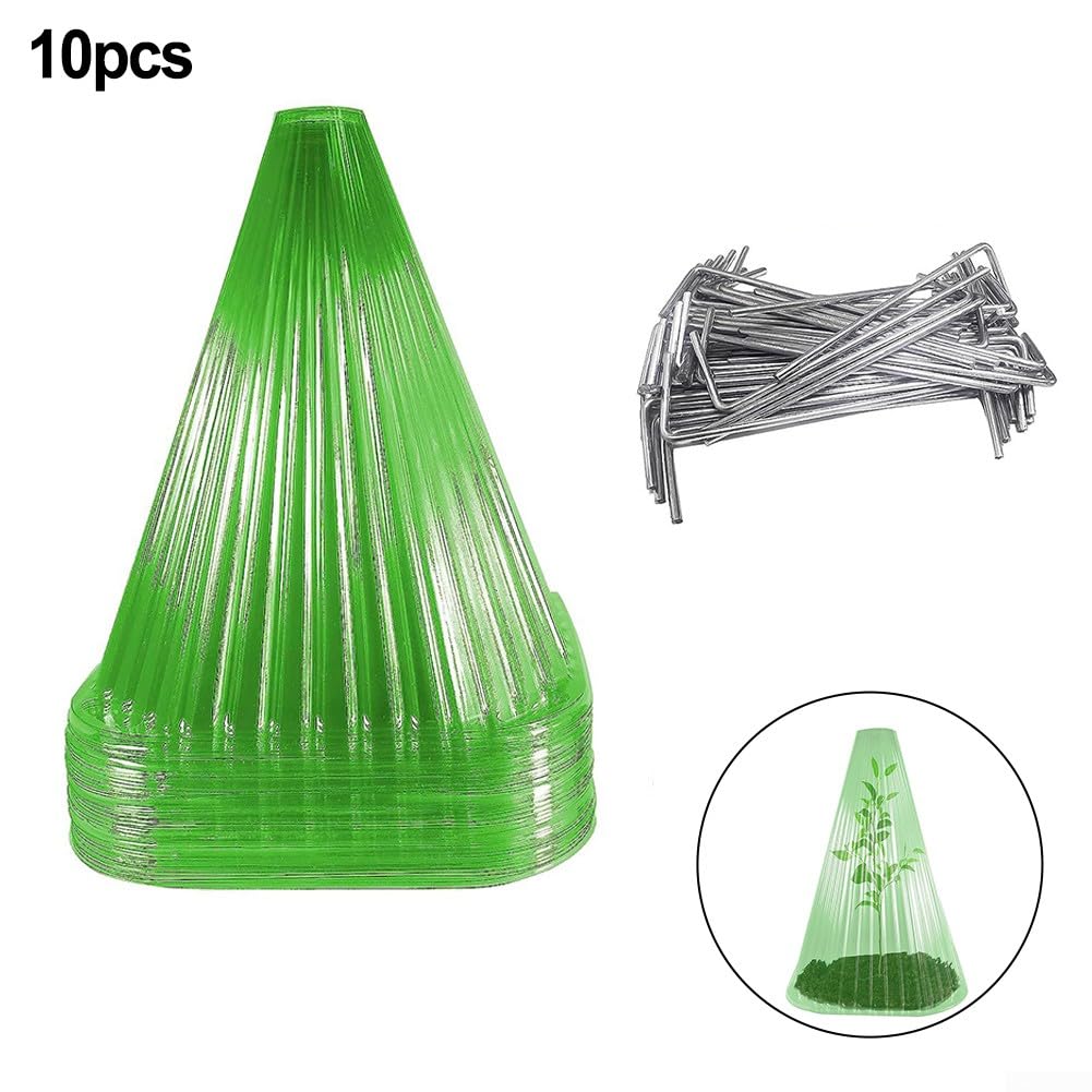 Lot de 10 cloches de protection pour plantes, cloches de jardin, couvercles en plastique, réutilisables à usage carré avec 20 clous